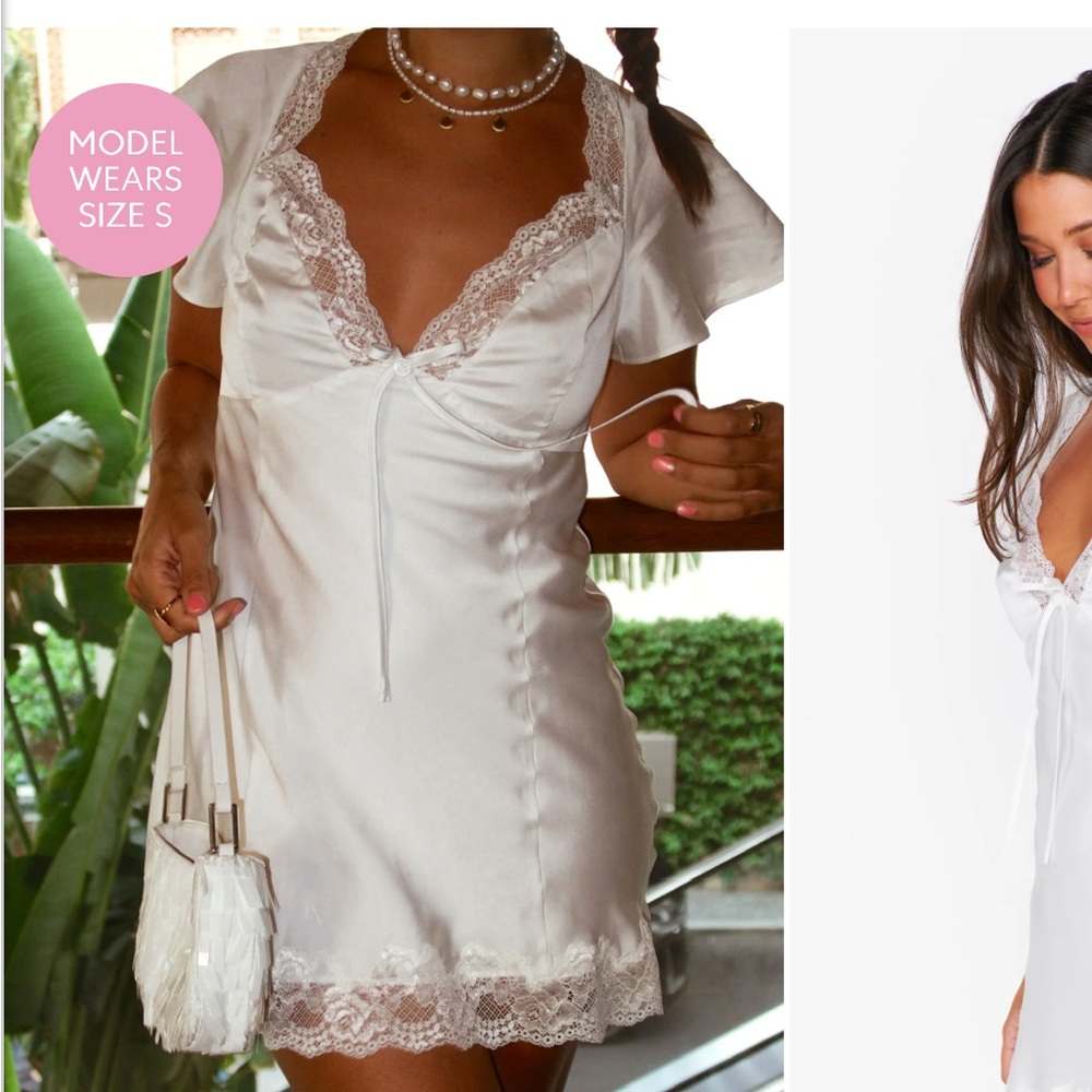 Elegant White Lace Trim Nightgown